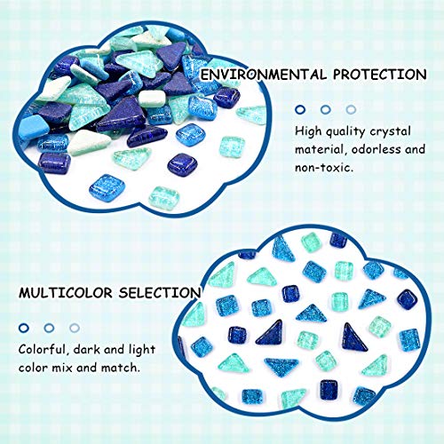 1Ib Glass Mosaic Tiles Pieces Stained Glass for Crafts (15.87 Ounce)