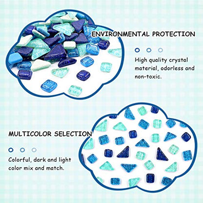 1Ib Glass Mosaic Tiles Pieces Stained Glass for Crafts (15.87 Ounce)