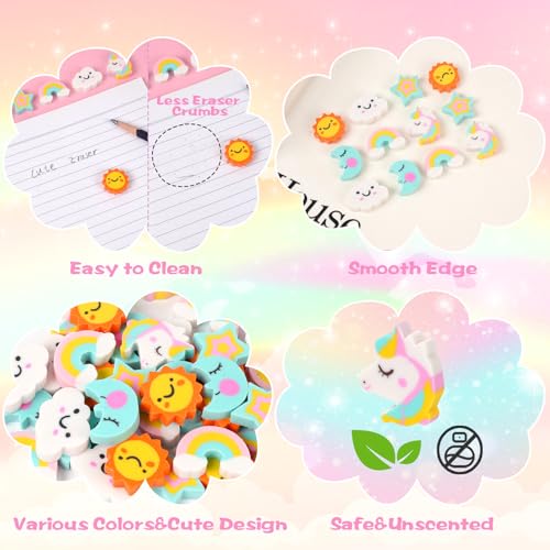 48Pcs Mini Unicorn Erasers for Kids Mini Erasers for Kids Bulk Classroom (48 Count)