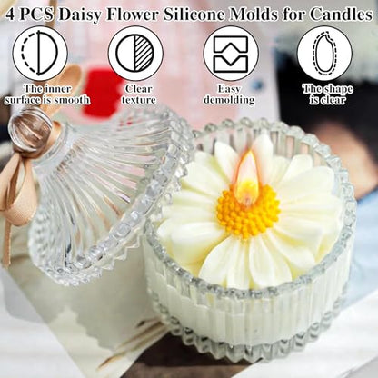 4 Pcs Daisy Flower Candle Molds