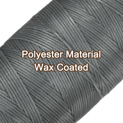 150D 0.8mm Flat Waxed Thread 284 Yards Polyester Leather Sewing Waxed String Hand Stitching Cord for Leather Stitching Sewing Bookbinding DIY Craft Silver Gray