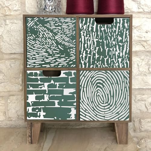 8 Pieces Abstract Geometry Texture Brick Stencils for Painting Wood Grain Mixed Crackle Marble Stencils Spray Paint Layering Stencil Templates for Furniture DIY Craft (8 Count)