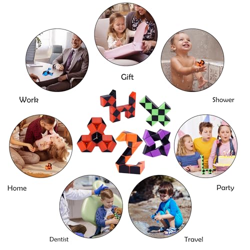18 Pack Fidget Snake Cube Mini Twist Puzzle for Kids (18 Count)