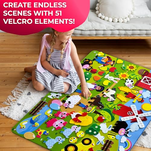 Farm Felt Board for Toddlers 61 Pcs