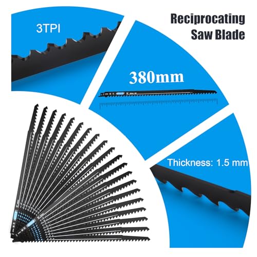 10Pack 15inch 3TPI Woodcutting Reciprocating Saw Blades Set