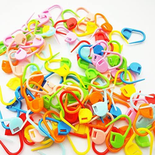 150 Pieces Knitting Crochet Locking Stitch Markers and 3 Big Eye Needles Stitch Needle Clip Counter 10 Colors (153 Count)