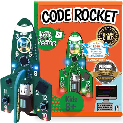 Code Rocket Coding Toy for Kids 8+. Girls & Boys Learn Typed C++ Programming with Circuits. 20+ Space