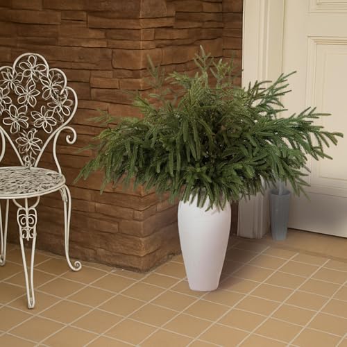12 Pcs 30 Inch Artificial Norfolk Pine Stems Faux Christmas Greenery Pine Branches Realistic Fake Evergreen Cedar Pine Picks Winter Greens for Vase DIY Garland Wreath Holiday Home Decor (12 Count)