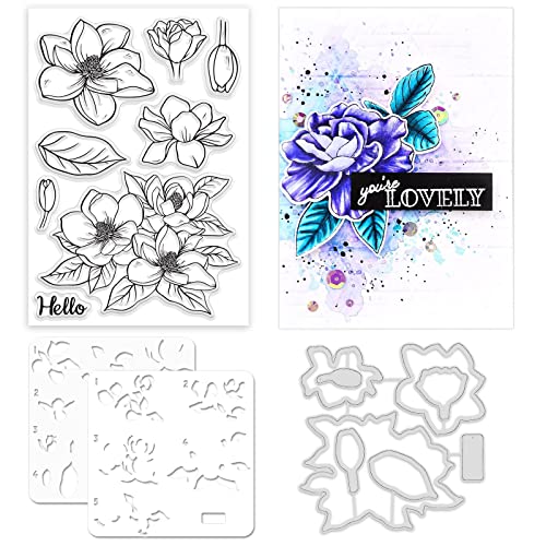 Realistic Magnolia Stamps & Dies & Layering Coloring Stencil Set
