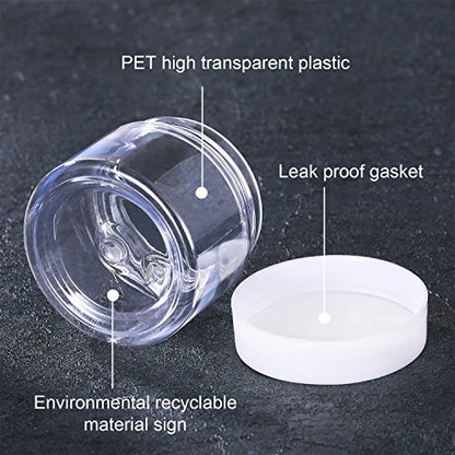 12 Pack Small Plastic Containers with Lids Clear Plastic Favor Storage Jars Wide Mouth for Beauty Products (24 Count)