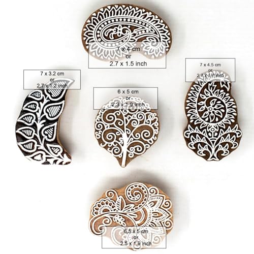 Wooden Stamps for Block Printing (5 Count)