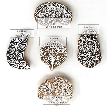 Wooden Stamps for Block Printing (5 Count)