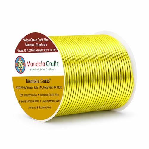 18 Gauge Yellow Green Anodized Aluminum Craft Wire (100 Foot)