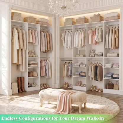 4FT Small Closet Organizer System with 4 Hanging Rods & 3 Shelves