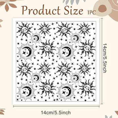 Sun Moon Stars Polymer Clay Texture Sheets Silicone Texture Stamp Clay Texture Mat Modeling Pattern Pad Texture Sheets for Jewelry and Clay Earrings Tools