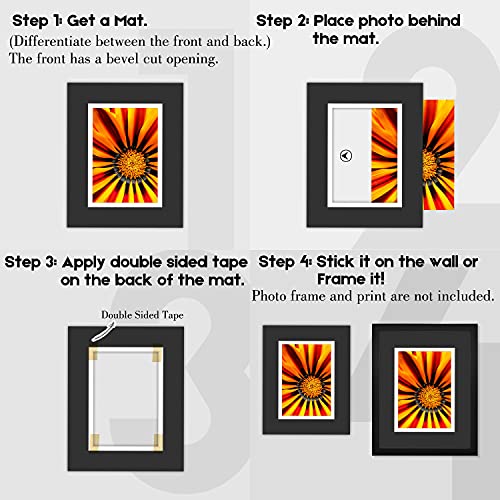 5 Pack Double mat 11x14 for 8x10 Photo Black Over White