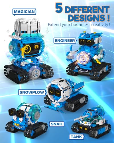 5-in-1 STEM RC Robot Building kit, 494Pcs App Coding, Boys Age 8-13 (5 Count)