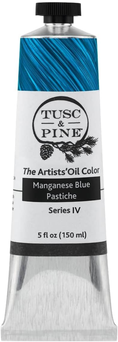 Tusc & Pine Artist Oil Paint - Manganese Blue Pastiche, 150 ml, Non-Yellowing, Rich & Creamy Consistency, Maximum Pigment Load, Small Batch Milled Oil Paints Made in the USA for Professional Artists