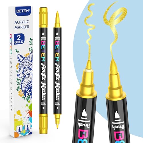 2 Gold Colors Paint Markers for Glass (2 Count)