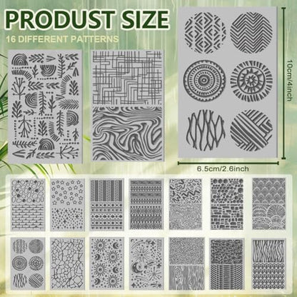 16 Sheets 16 Styles Natural Knitted Texture Polymer Clay Texture Mat Sun Moon Stars Modeling Pattern Pad Bohemian Texture Sheets for Polymer Clay Making Earrings Jewerly Tools