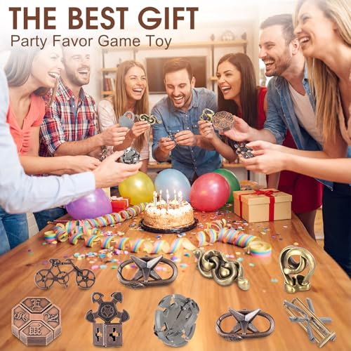 9 Pcs Metal Brain Teasers 3D Steel Puzzle Set (9 Count)
