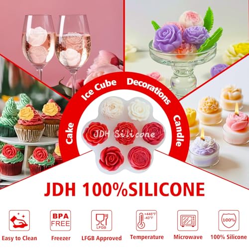 7 Cavity Flower Silicone Molds Valentine's Day Candle Mold Candle Fondant