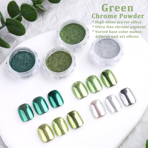 4 Colors Chrome Nail Powder Set Metallic Mirror Effect Nail Chrome Powder
