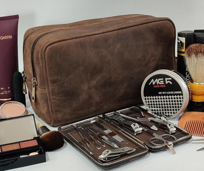 Leather Travel Toiletry Bag for Men