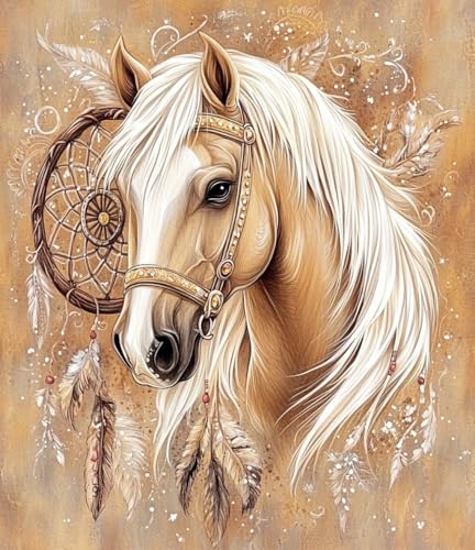 14ct Counted Cross Stitch Kits for Adults Indian Horse Animal Printed Stamped Cross Stitch Patterns Kits Cross Stitch Supplies