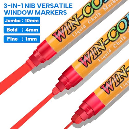 8 Pack Jumbo Window Markers for Cars 10mm Liquid Chalk Pens Erasable (8 Count)