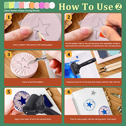 24 Pieces Block Printing Starter Tool Kit (24 Count)