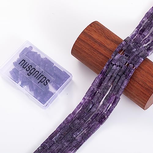 Natural Amethyst Rectangle Tube Beads 4x13mm 38cm (28 Count)