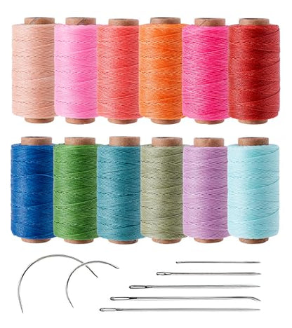 0.55mm Bonded Round Waxed Polyester Thread 76 Yards Each (12 Color)