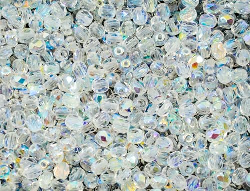100 pcs of Faceted Fire Polished Pressed Czech Glass Beads 4mm (100 Count)
