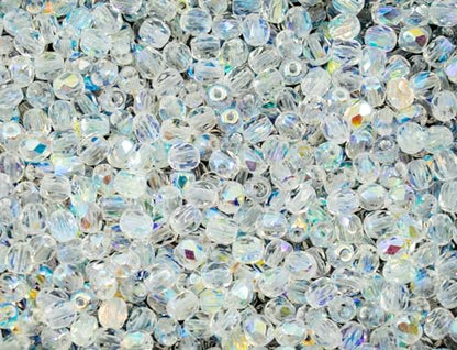 100 pcs of Faceted Fire Polished Pressed Czech Glass Beads 4mm (100 Count)