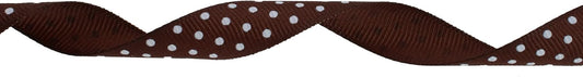 Polka Dot Grosgrain Ribbon 25 Yard Each Roll 100% Polyester (5/8", Coffee) - Crafty Corner