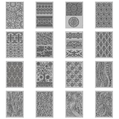 16 Sheets 16 Styles Retro Lace Polymer Clay Texture Mat Mandala Tree Modeling Pattern Pad Bohemian Texture Sheets for Polymer Clay Making Earrings Jewerly Tools