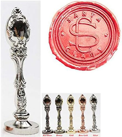Vintage Santa Claus Monogram Sealing Wax Seal Stamp Silver Metal Handle Kit Custom Invitation Embellishment Christmas Gift Wrap Package Custom Word Wax Seal Stamp Set