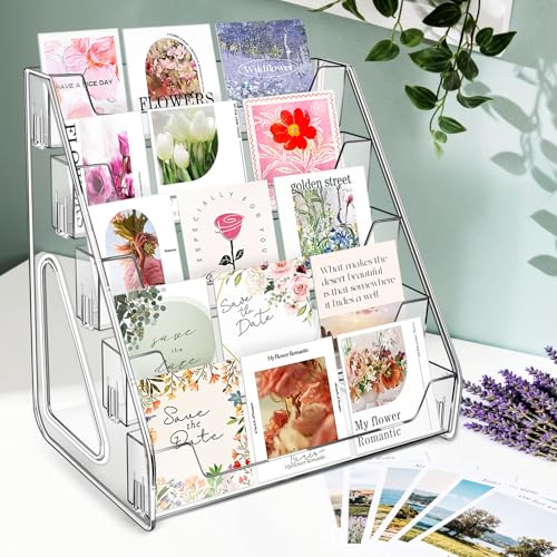 Tall 5 Tier Acrylic Card Display Stand for Greeting Cards