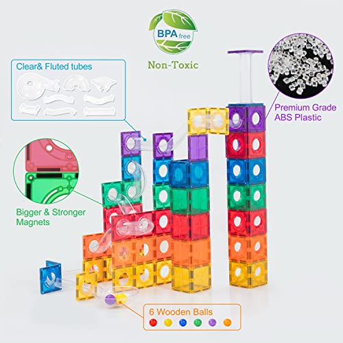 Marble Run Magnetic Tiles Set 120PCS (120 Count)