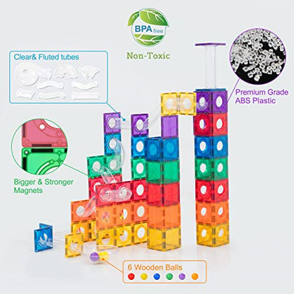 Marble Run Magnetic Tiles Set 120PCS (120 Count)