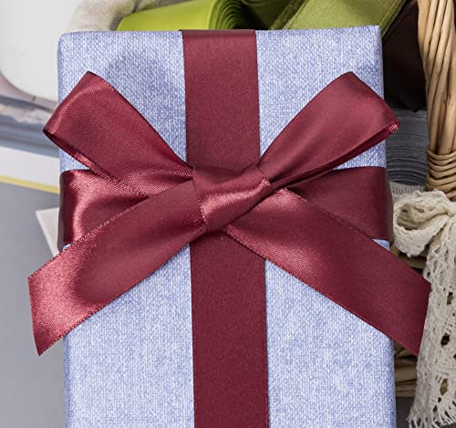 1 Inch Wine Red Solid Satin Ribbon for Gift Wrapping