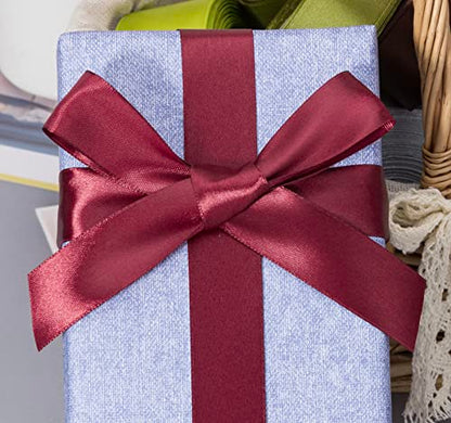 1 Inch Wine Red Solid Satin Ribbon for Gift Wrapping