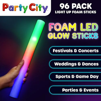 96pk LED Foam Glow Sticks 14”
