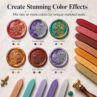 12 Pack Embossed Pattern Wick Sealing Wax Sticks for Wax Seal Stamp (12 Count)