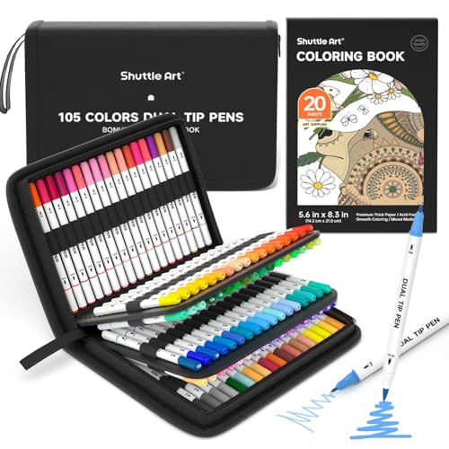 Dual Tip Brush Marker Pens (105 Count)