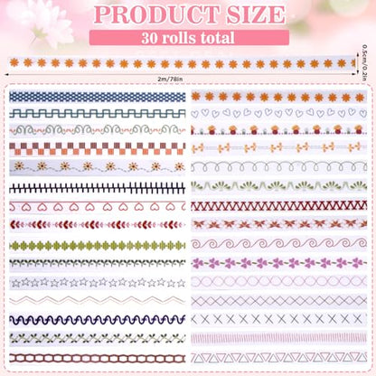 30 Rolls Floral Washi Tapes Set (30 Count)