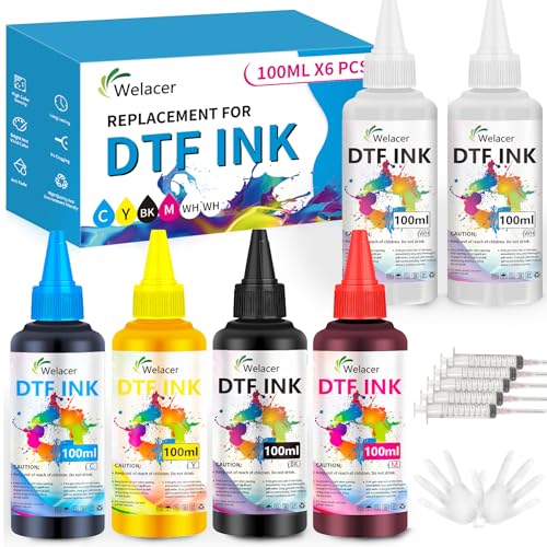 DTF Ink 5Color Kit 100ml x 6 Heat Transfer Ink Refill ET (20.3 Fl Oz)