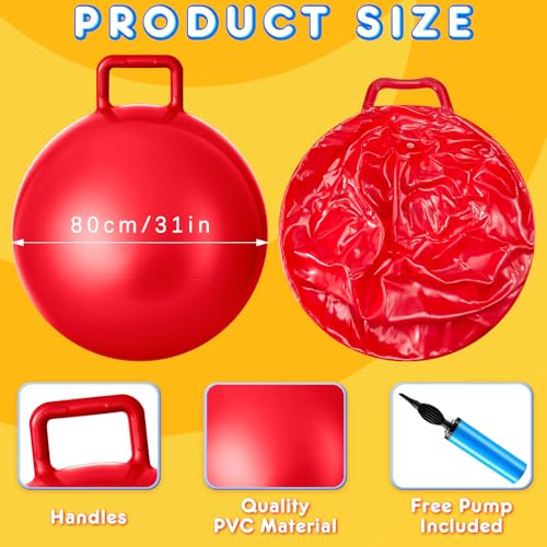 3 Pcs 31 Inch Bouncing Ball with Handle (3 Count)