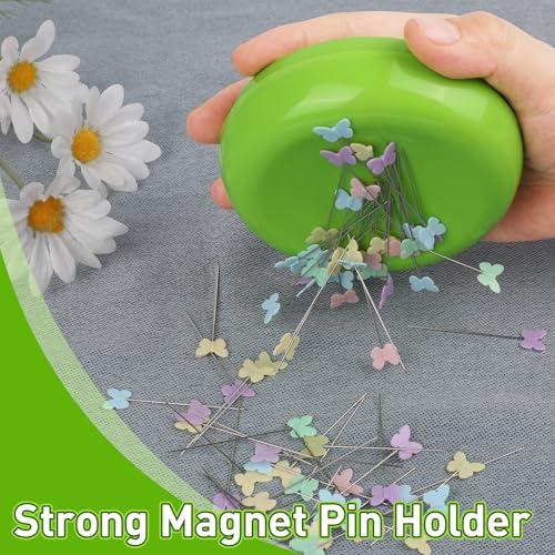Magnetic Pin Cushion with 100pcs Butterfly Head Straight Pins